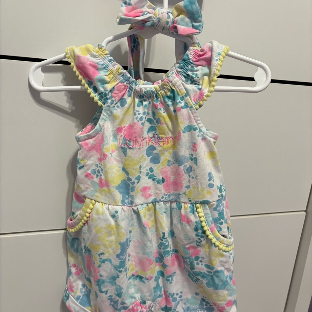 Calvin Klein Pastel Floral Baby Romper Set